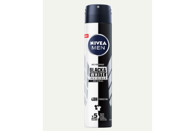 Nivea Men Spray Invisible Black and White Male 200ml (6x2)-82242- per carton