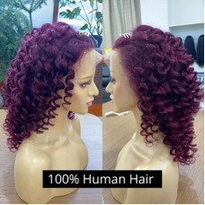 99J Burgundy Flexi Rod Curl Wigs Big Afro Curly 5x5 Lace Wigs