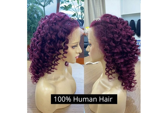 99J Burgundy Flexi Rod Curl Wigs Big Afro Curly 5x5 Lace Wigs