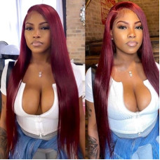 99J/Dark 99J Burgundy Lace Front Wigs Glueless Pre Plucked Colored Wigs With Baby Hair