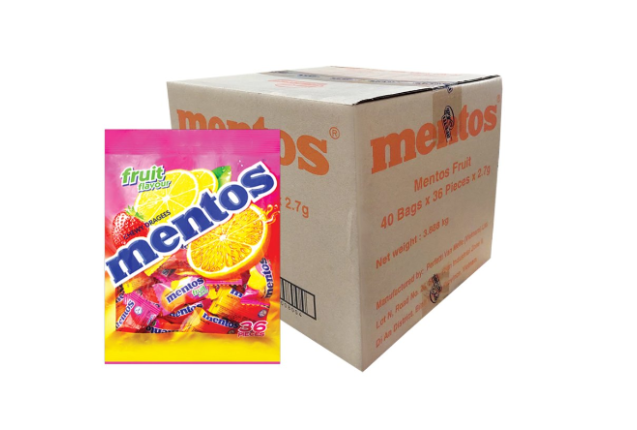 Mentos Chewy dragee 2.7g 40p Fruit Pouch per case x 36