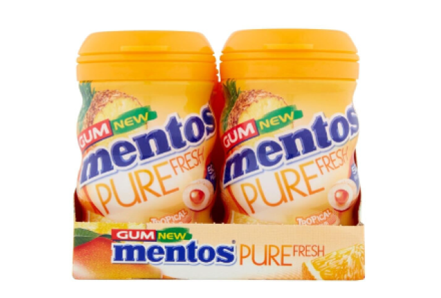 Mentos Pure Fresh Gum 1.75g x50p x 6 bottles - Tropical per case x 6