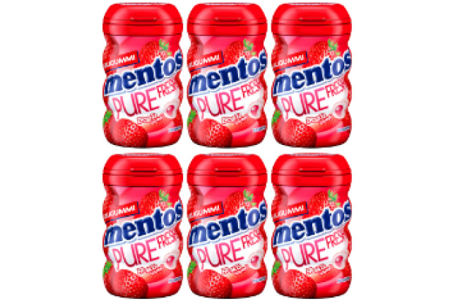 Mentos Pure Fresh Gum 1.75g x50p x 6 bottles - Strawberry per case x 6