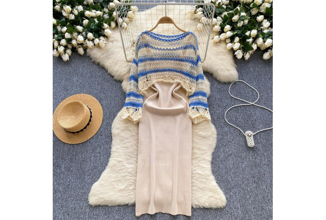 #Chic Striped Sweater and Skirt Set