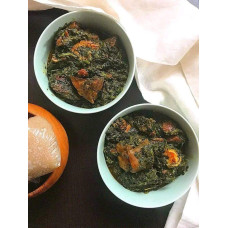 Gari with Afang Soup - per Portion