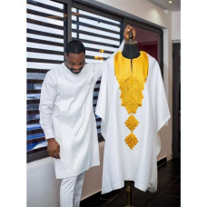 High Quality White Agbada - Complete set