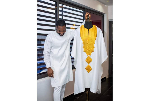 High Quality White Agbada - Complete set