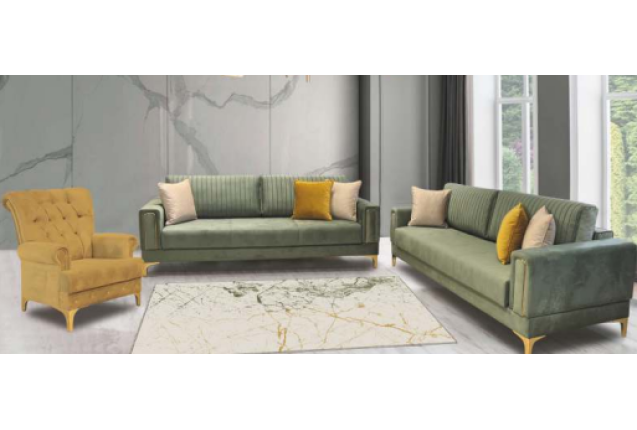 YENİGÜL 02 LIVING ROOM SET - 2 Three-seater sofa + 1 Armchairs