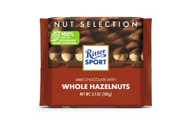 Ritter Sport Milk Chocolate Whole Hazelnut 100G x 10