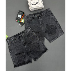 Black Doodle Denim Shorts -price/dzn x 10