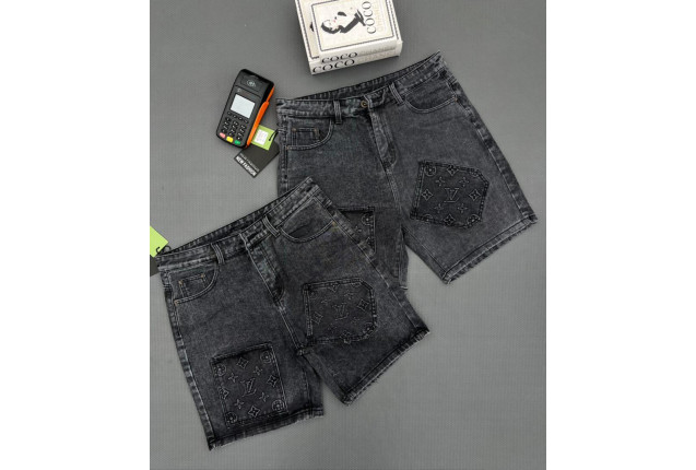 Black Doodle Denim Shorts -price/dzn x 10