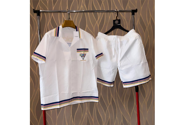 Classic White Casual Set with Colorful Trim -price/dzn x 10