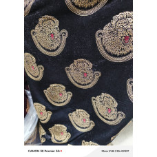 Black Isi-Agu with golden embroidery. price/yard