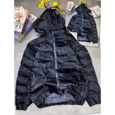 puffer jacket with a hood -black