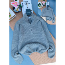 Gray Ribbed Turtleneck Sweater