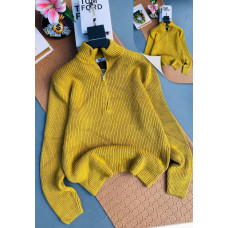 Yellow Ribbed Turtleneck Sweater