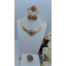 Gold Jewelry Set with Multicolored Gemstones