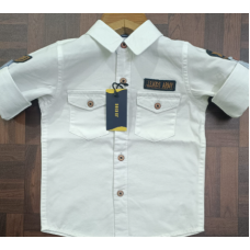 J.S. Kids Army Boy White Shirt