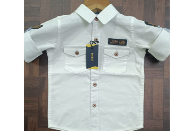 J.S. Kids Army Boy White Shirt