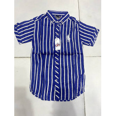 Blue and White Striped Boys Shirt