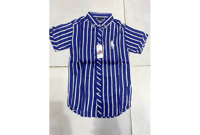 Blue and White Striped Boys Shirt