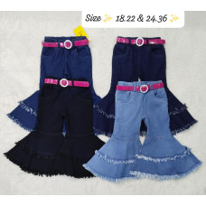 Children’s Denim Bell-bottom Pants with Frayed Edges