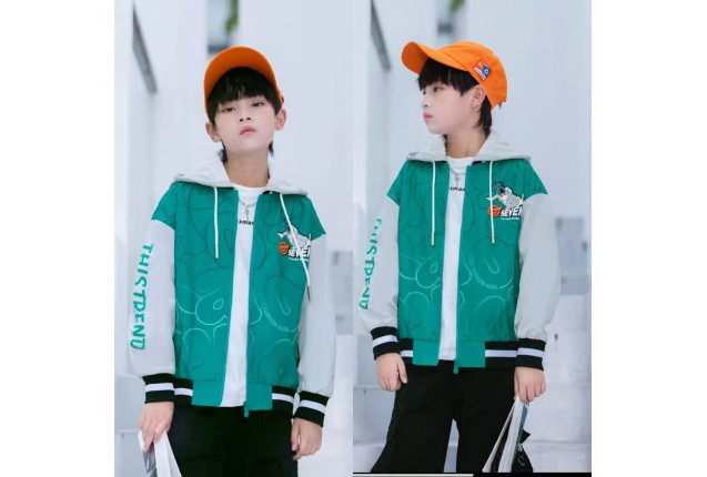 Trendy Kids' Green and White Jacket -price/dozen x 10