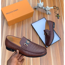 Brown Crocodile-Pattern Loafer