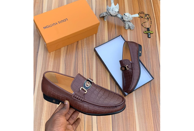 Brown Crocodile-Pattern Loafer