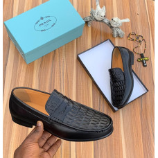 Black Woven Leather Loafer