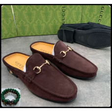 Dark Brown Gucci Suede Loafers