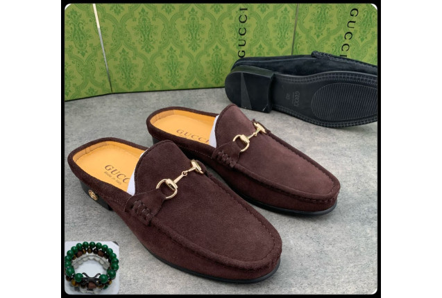 Dark Brown Gucci Suede Loafers