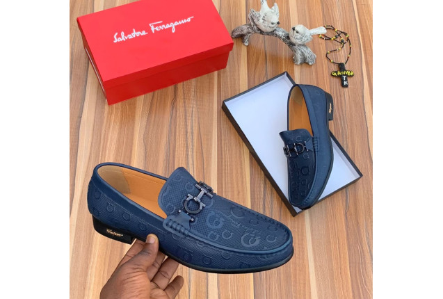 Navy Blue Ferragamo loafer