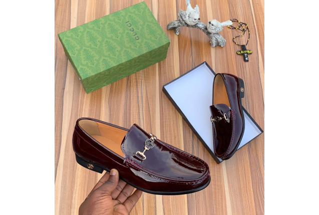 Burgundy Gucci loafer