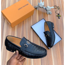 Black Alligator-Pattern Loafer