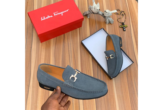 Gray Ferragamo loafer