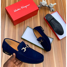 Blue Suede Bow Loafer