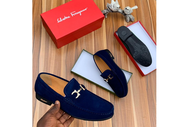 Blue Suede Bow Loafer