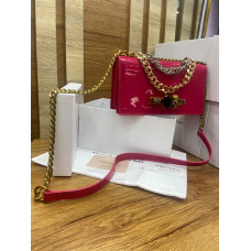 Crimson Luxe Chain-Strap Shoulder Bag