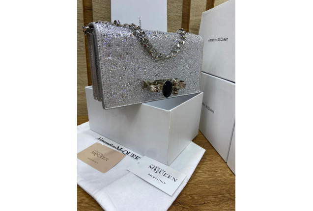 Glittery Champagne-colored clutch-silver