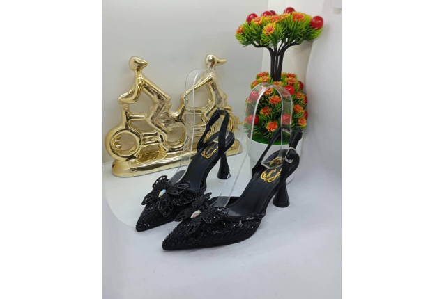 Black high-heeled shoes