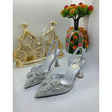 Silver high-heeled shoes x  1