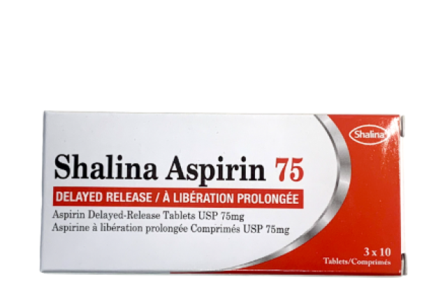 Shalina Aspirin 75mg 3x10T - per carton X 60 BOXES