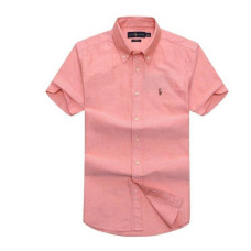 #Ralph light pink short-sleeved button-up shirt.