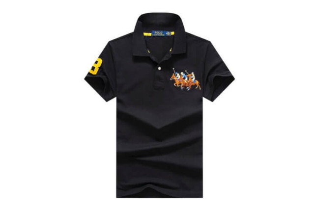 Classic Black Polo Shirt with Embroidered Design