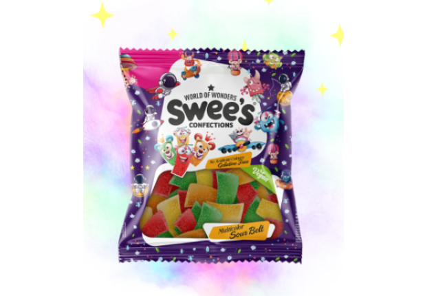 Swee's - SOUR BELT - Tutti Frutti  Flavour Multicolour (Bite-Size) - 80g x 24