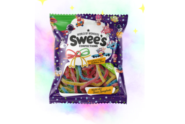 Swee's - SOUR SPAGHETTI - Tutti  Frutti Flavour Multicolour (Bite-Size - 80g x 24