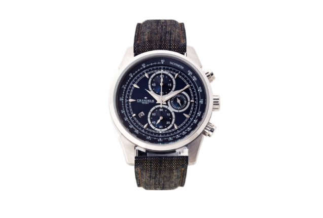 GRANDEUR PLUS Kakishibu Denim Chronograph Quartz Wrist Watch - Model GRP001k2