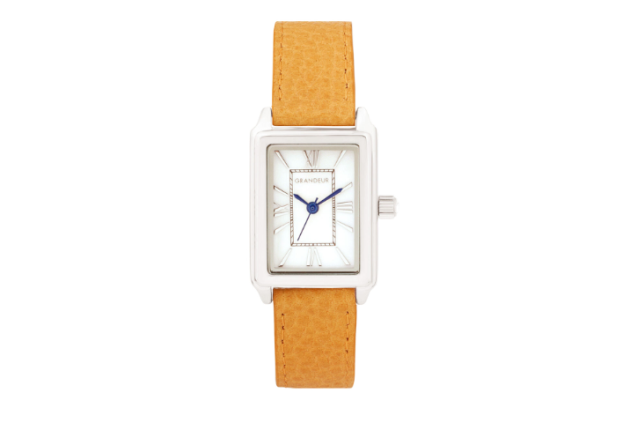 GRANDEUR Ladies' Square White Shell Watch with Colorful Strap - Model ESL073W1