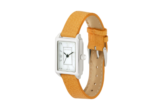 GRANDEUR Ladies' Square White Shell Watch with Colorful Strap - Model ESL073W1